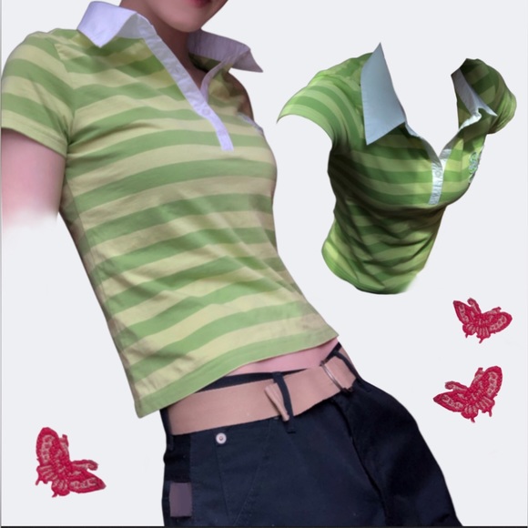 Sdyx Green with stripes t-shirt 2000s small - Picture 4 of 10